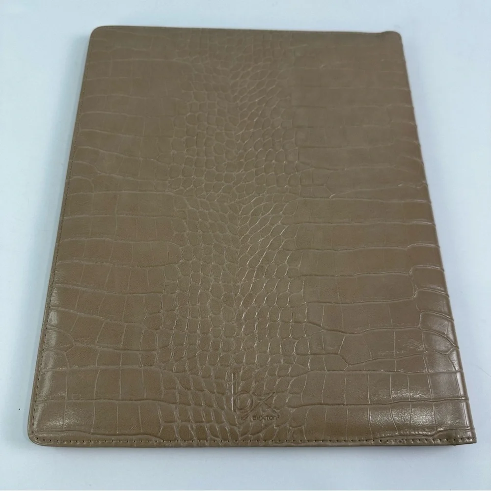Buxton Camel Snakeskin Pattern Padfolio with Pockets, ID Slot, Pen Holder